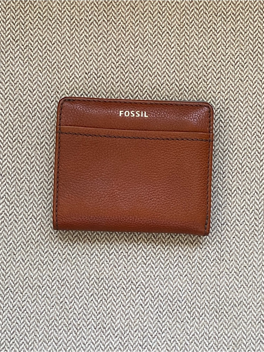 Fossil Cognac Brown Pebbled Leather bifold wallet